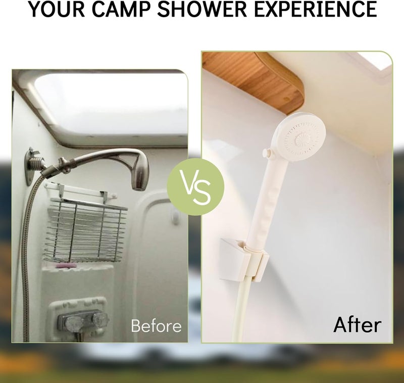 gcbcrit RV Shower Head with Hose, Outdoor Shower, Non-Metallic Outdoor RV Shower Kits Replacement, Camper Shower Head Kits with Hose Guide and Shower Wand Bracket Holder (Milky White) - Image 5